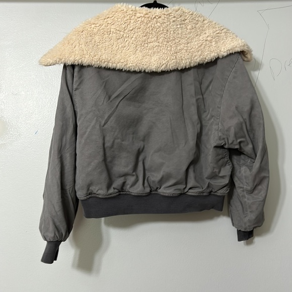 Young Fabulous & Broke Shearling Collar Bomber Jacket Gray Small - Picture 6 of 6